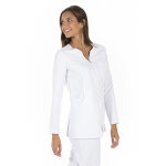 Dyneke veste manches longues pharmacienne blanche en microfibre pour femme