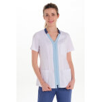 Dyneke veste m�dicale col v femme blanc avec d�tails bleu