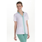 Dyneke veste m�dicale col v femme blanc avec d�tails vert