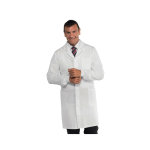 Isacco blouse blanche pour homme � boutons boutonni�re et poignets tricot 100% coton