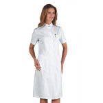 Isacco blouse blanche de travail en coton avec col mao