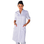 Isacco blouse blanche de travail lugano manches courtes 100% coton