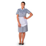 Isacco blouse femme de chambre � manches courtes ray� noir / blanc carlton