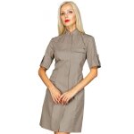 Isacco blouse gris tourterelle � manche courte venezia avec col mao 65% polyester / 35% coton