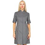 Isacco blouse grise � manche courte venezia avec col mao 65% polyester / 35% coton