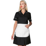 Isacco blouse � manches courtes avec tablier firenze noir 65% polyester 35% coton