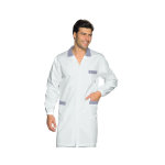 Isacco blouse m�dicale homme toronto blanc ray� bleu 100% coton