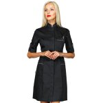 Isacco blouse noire � manche courte venezia avec col mao 65% polyester / 35% coton