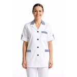 Isacco blouse de travail manches ajustables york blanc ray� bleu