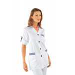 Isacco blouse de travail manches ajustables york blanc ray� bleu