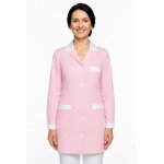Isacco blouse de travail manches longues positano ray� rose blanc 100% coton