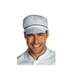 Isacco casquette blanche de cuisine charly avec filet et finition bleu