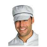 Isacco casquette blanche de cuisine charly avec filet et finition noire