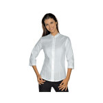 Isacco chemise stretch col mao manches 3 / 4 blanche