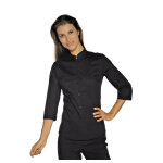 Isacco chemise stretch col mao manches 3 / 4 noir