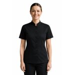 Isacco chemisette stretch col mao noir