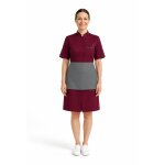 Isacco robe de travail femme � manches courtes venezia + tablier bordeaux / gris 65% polyester 35% coton ...