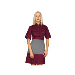 Isacco robe de travail femme � manches courtes venezia + tablier bordeaux / gris 65% polyester 35% coton ...