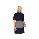 Isacco robe de travail femme  manches courtes venezia + tablier gris / bleu 65% polyester 35% coton