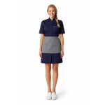 Isacco robe de travail femme � manches courtes venezia + tablier gris / bleu 65% polyester 35% coton