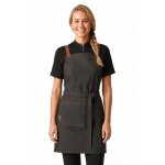 Isacco tablier mexicain court femme avec poche centrale jeans noir 100% polyester