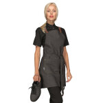 Isacco tablier mexicain court femme avec poche centrale jeans noir 100% polyester