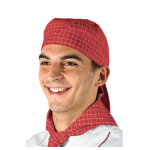 Isacco toque bandana cuisine blanc carreaux rouge