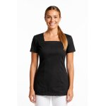 Isacco tunique esth�ticienne noire coupe cintr�e et col carr� stretch confort