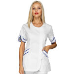 Isacco tunique � fermeture �clair pour femme babylon blanche / bleu chine 65% polyester 35% coton