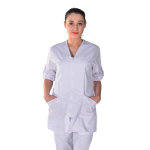 Isacco tunique m�dicale blanche manches retroussables clinic look