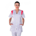 Isacco tunique m�dicale femme blanche et rose clinic look