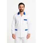Isacco tunique m�dicale homme peter blanc bleu cyan 100% coton