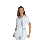 Isacco tunique m�dicale manches courtes brasilia blanc bleu cyan