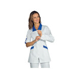 Isacco tunique m�dicale manches longues retroussables tortola blanc bleu cyan