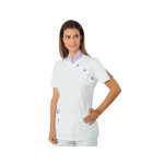 Isacco tunique m�dicale saigon blanc lilas 100% coton
