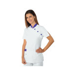 Isacco tunique m�dicale saigon blanc violet 100% coton
