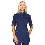 Isacco tunique de travail antigua bleue marine � manche courte en polyester et coton