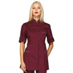 Isacco tunique de travail antigua bordeaux � manche courte en polyester et coton