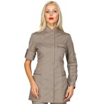 Isacco tunique de travail antigua gris tourterelle � manche longue en polyester et coton