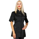 Isacco tunique de travail antigua noire � manche courte en polyester et coton