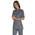 Isacco tunique de travail pour femme demi - manches portofino grise 65% polyester 35% coton