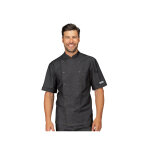 Isacco veste de chef classique unisexe  manches courtes jean noire 100% coton