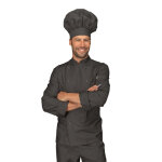 Isacco veste de chef classique unisexe  manches longues jean noir 100% coton