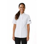 Isacco veste de chef pour femme demi - manches boston slim blanche 65% polyester 35% coton
