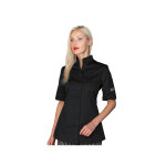 Isacco veste de chef pour femme  manches courtes boston slim noire 65% polyester 35% coton