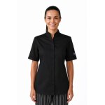 Isacco veste de chef pour femme � manches courtes boston slim noire 65% polyester 35% coton