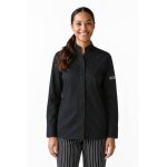 Isacco veste de chef pour femme � manches longues boston slim noire 65% polyester 35% coton