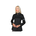 Isacco veste de chef pour femme  manches longues boston slim noire 65% polyester 35% coton