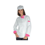 Isacco veste chef femme snaps blanc fuchsia 100% coton