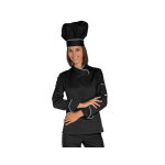 Isacco veste chef femme snaps noir blanc polycoton